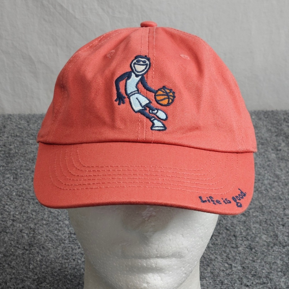 Life is Good Hat Salmon Pink Basketball Mascot Dad Cap Casual Strapback Sporty